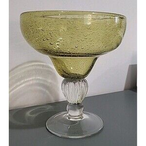 One 6" Artland Hand Blown Margarita Seeded Bubble Glass- EUC